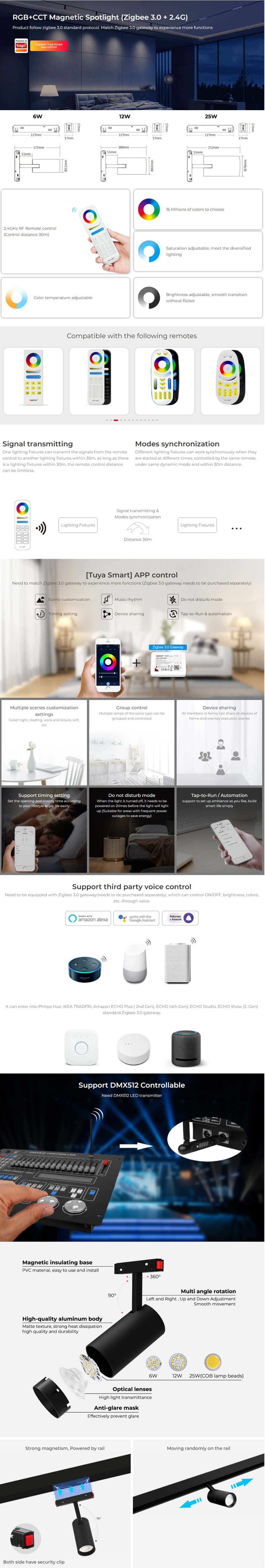 The details of RGBCCT magnetic track spot lights