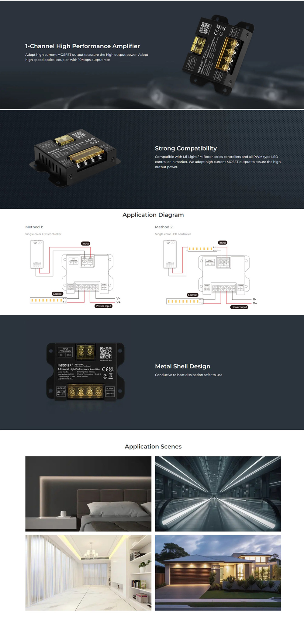 MiBoxer PA1 Single Color LED Strip Amplifier