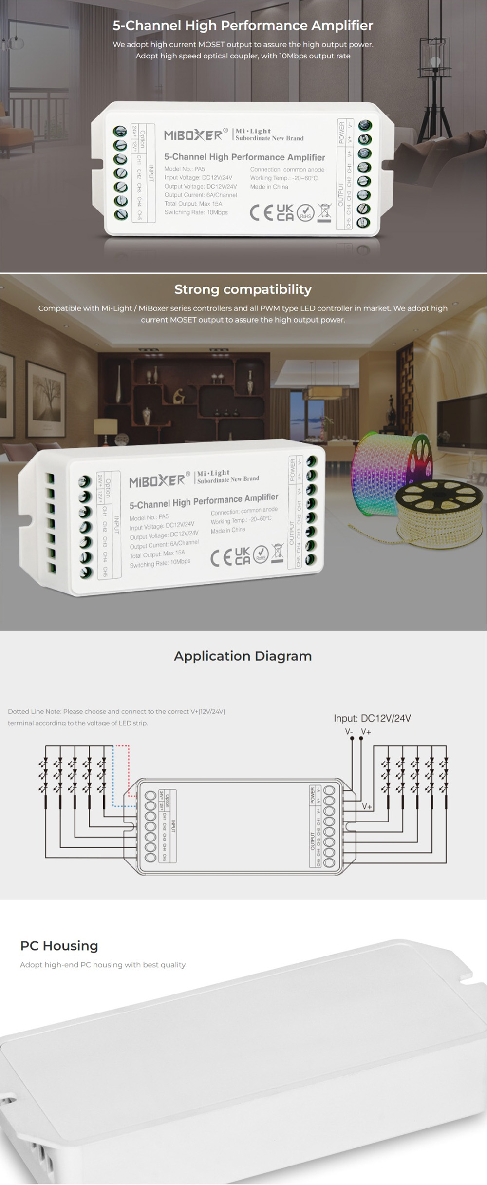 MiBoxer PA5 5 Channels Amplifier