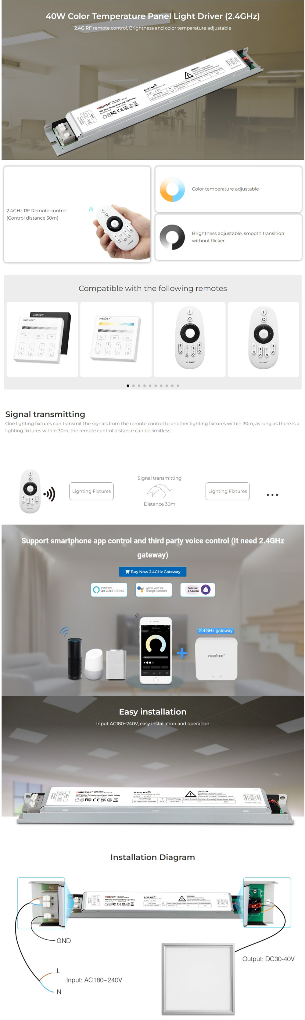 MiBoxer PL2 Color Temperature Dimmable Constant Current LED Driver