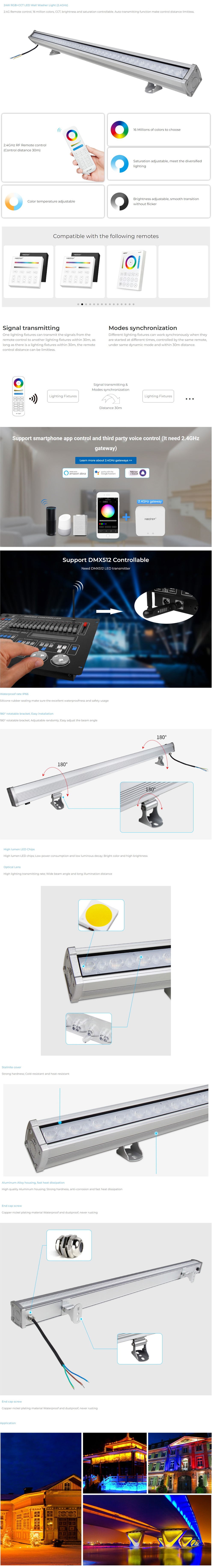 APP Control Exterior Wall Wash LED Lighting