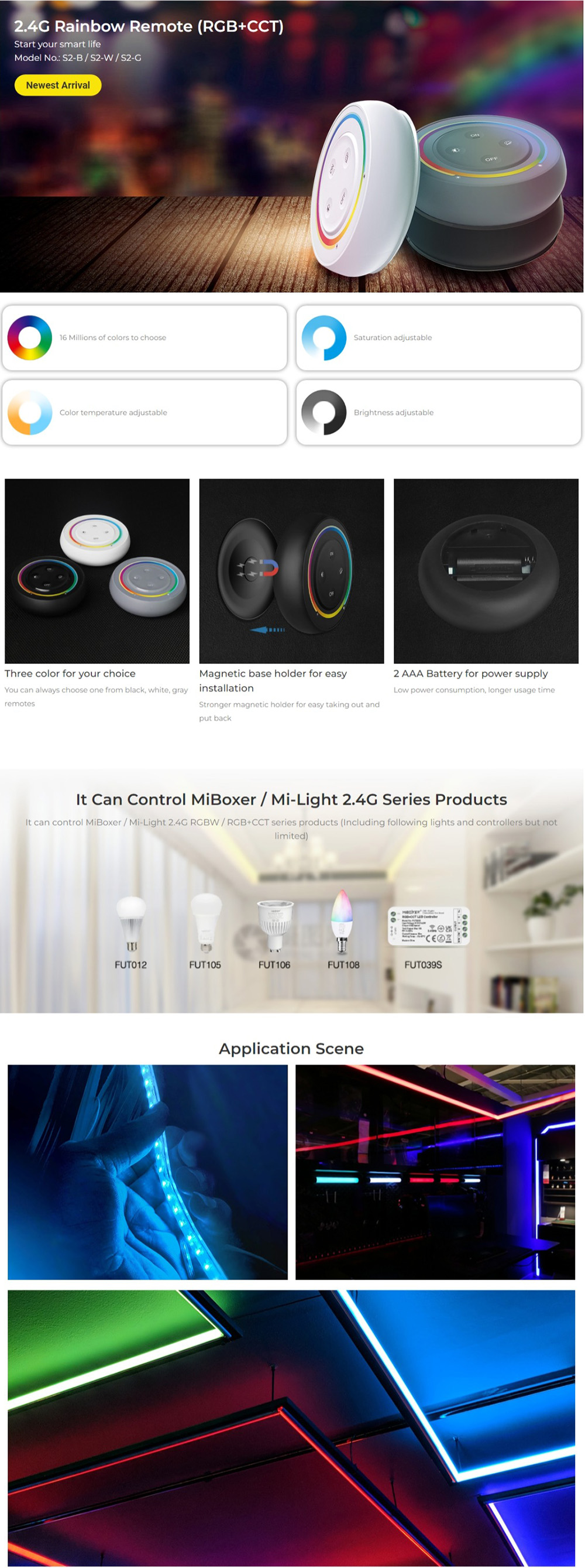 MiBoxer S2 RGB CCT Wireless Light Switch