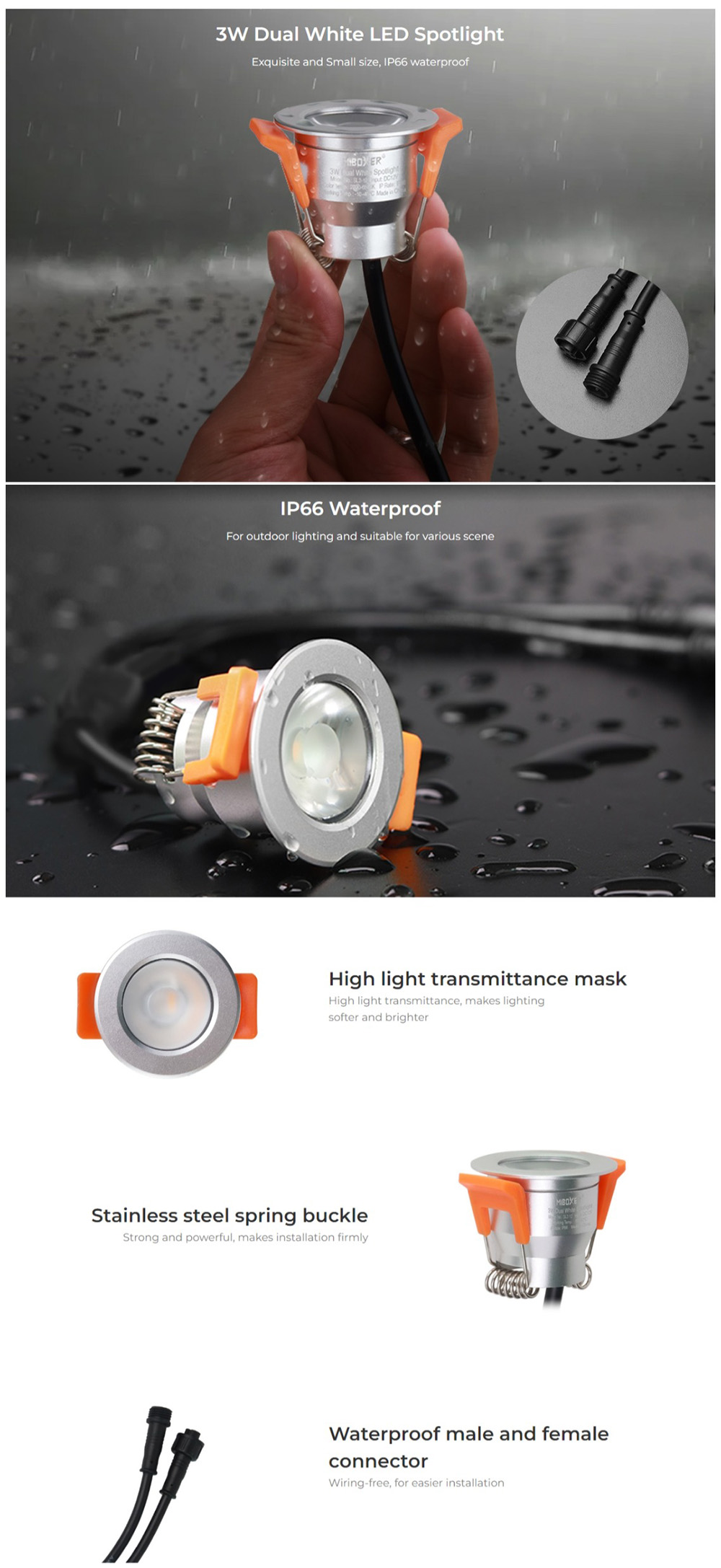 MiBoxer Dual White Waterproof CCT Spotlight Lamp