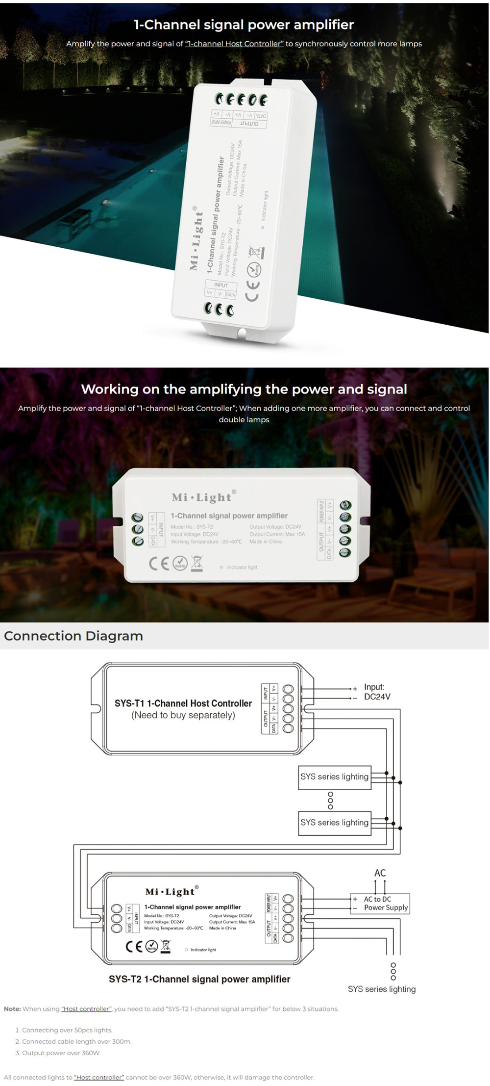 MiBoxer SYS-2 1 Channel Signal Amplifier