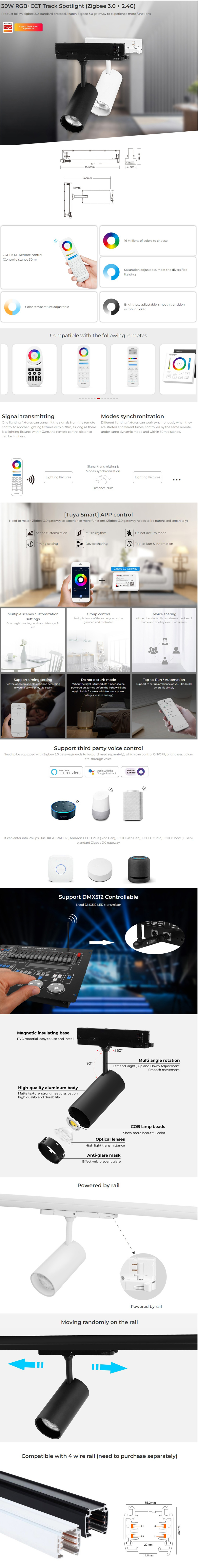 30W Zigbee RF Dimmable Plug-In Track Lighting