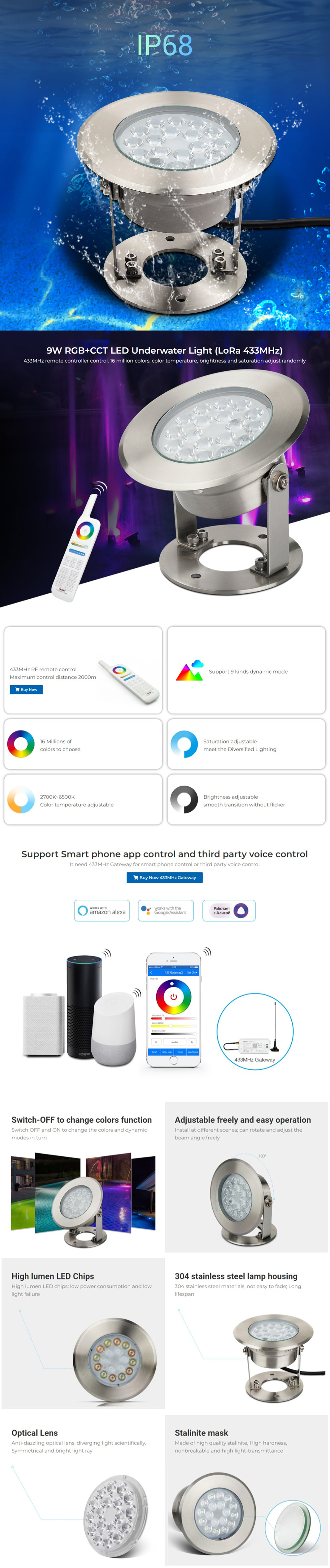 RGB+CCT Above Ground Pool Lights