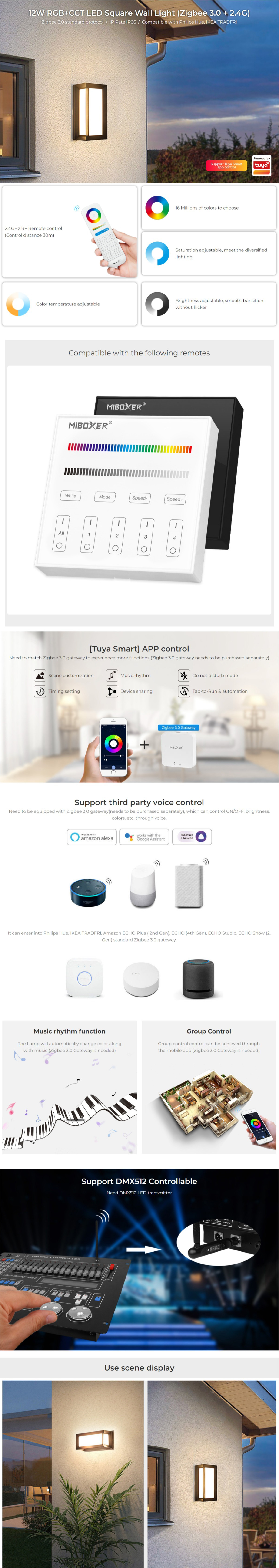 12W RGB+CCT Outdoor Wall Lamps