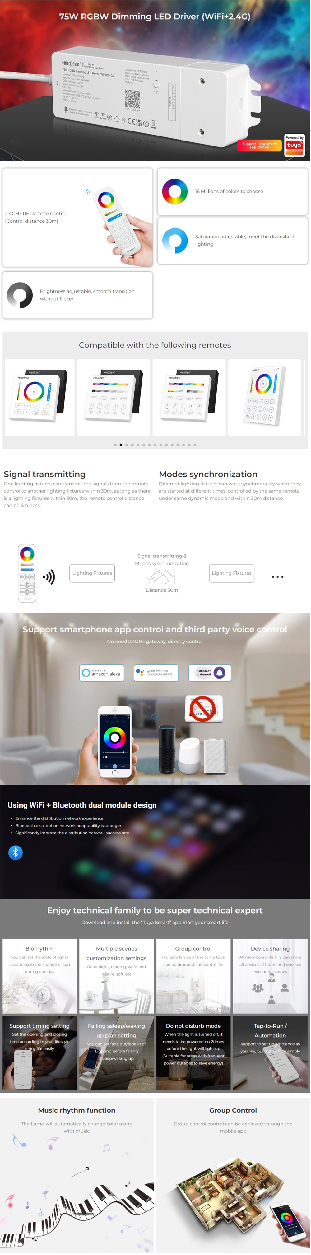 2.4G WiFi MiBoxer WL4-P72V24 RGBW 24V Dimmable LED Transformer