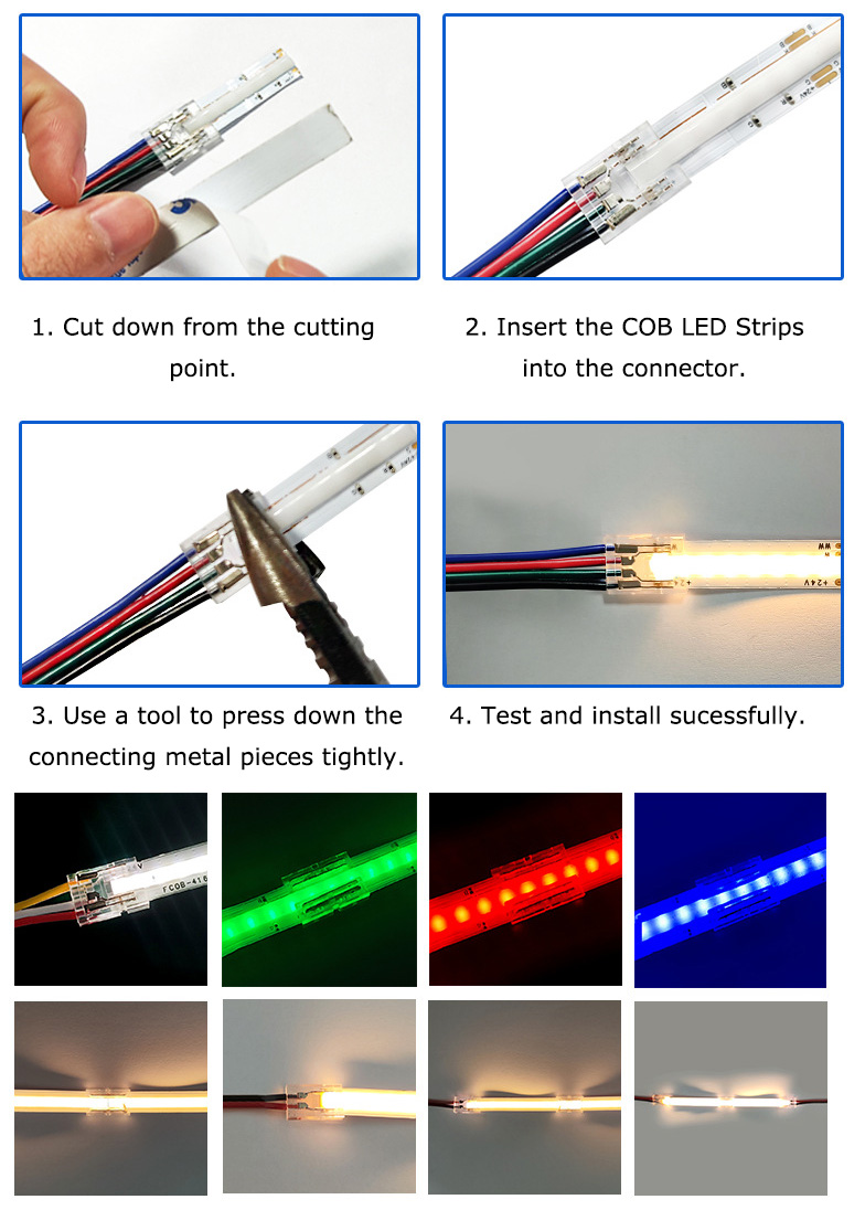 led light strip connector with wire