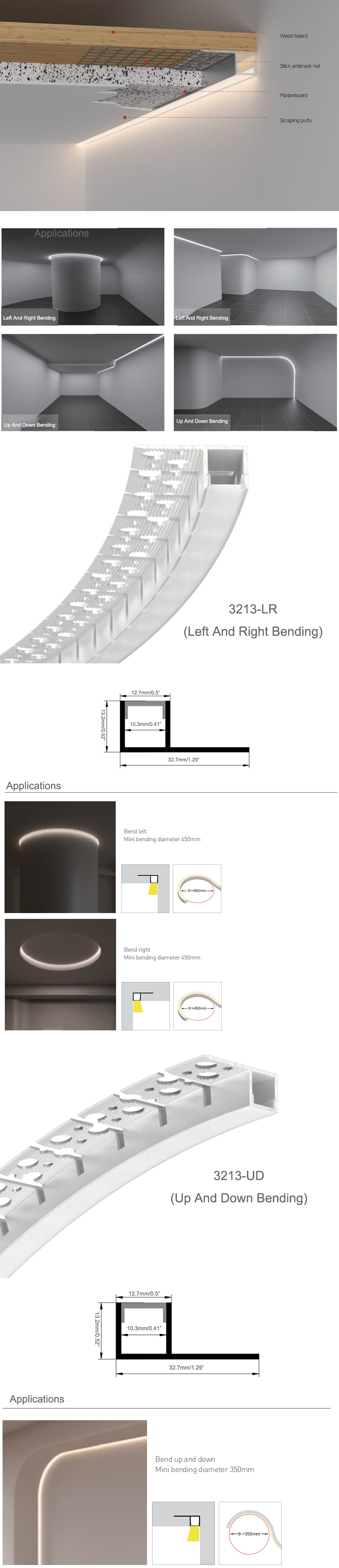 Mud-in Trimless Flexible LED Strip Channels
