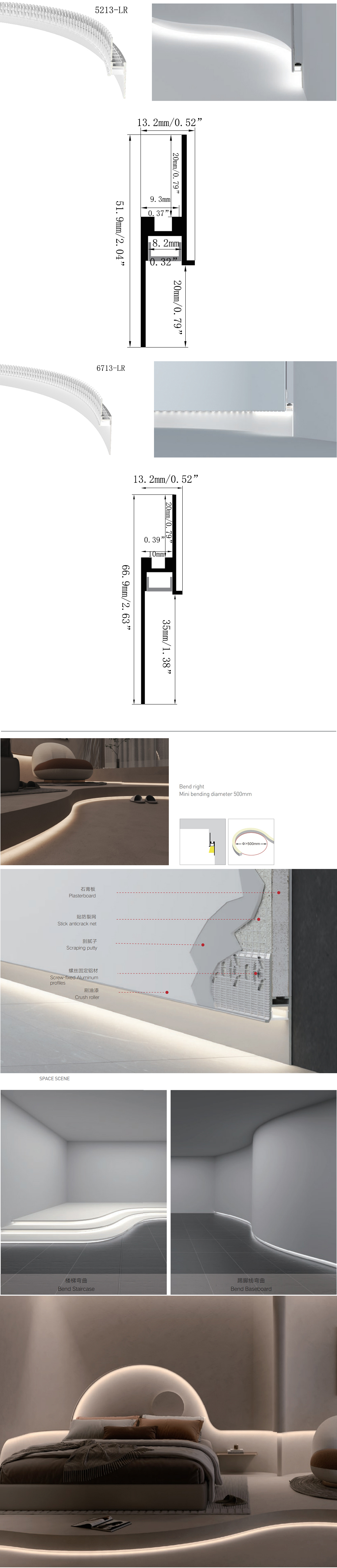 The details of Side bending aluminum channels