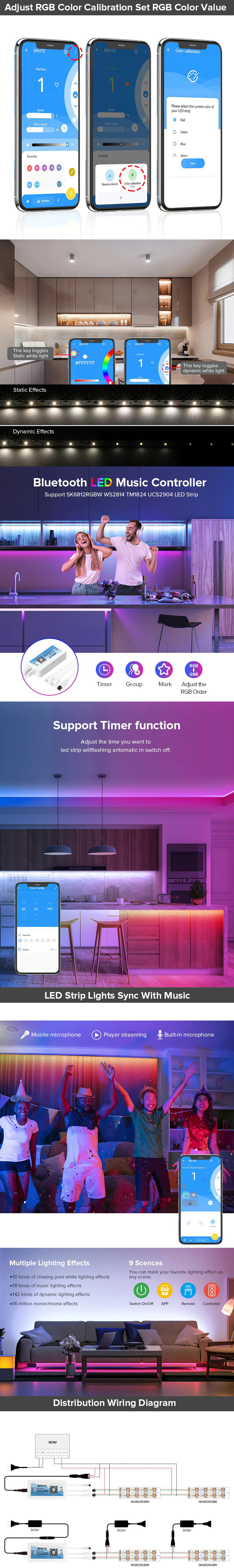 SP617E Music Bluetooth RGBW Addressable LED Controller