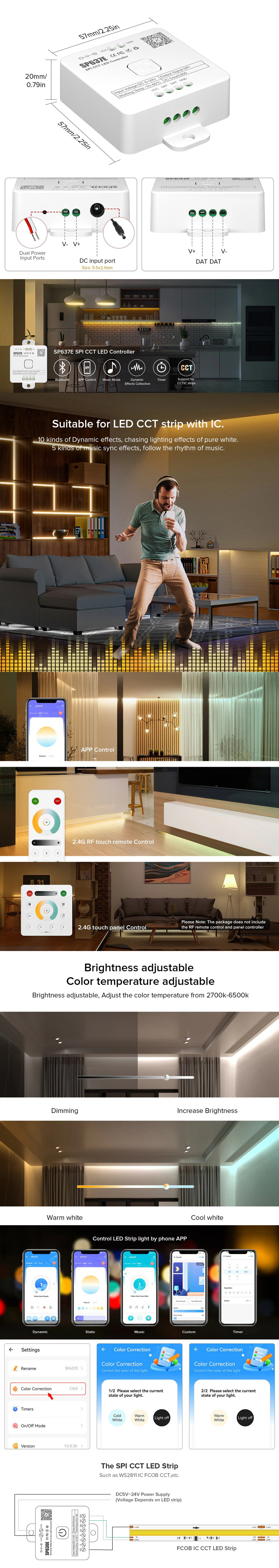 Dual White Addressable LED Strip Controller