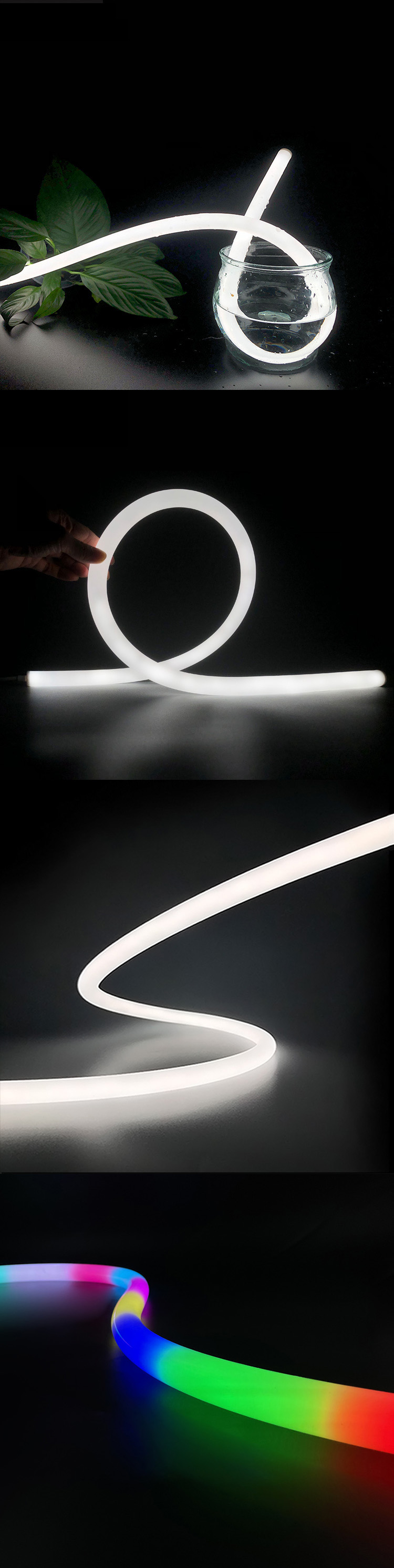 Round silicone LED light tube details