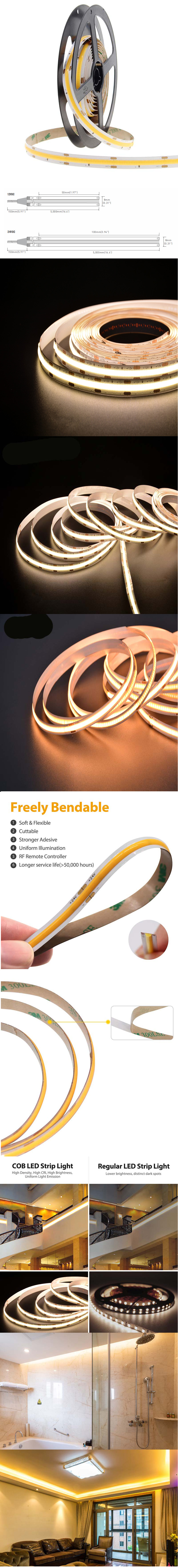 UL Listed COB LED Strips 24V