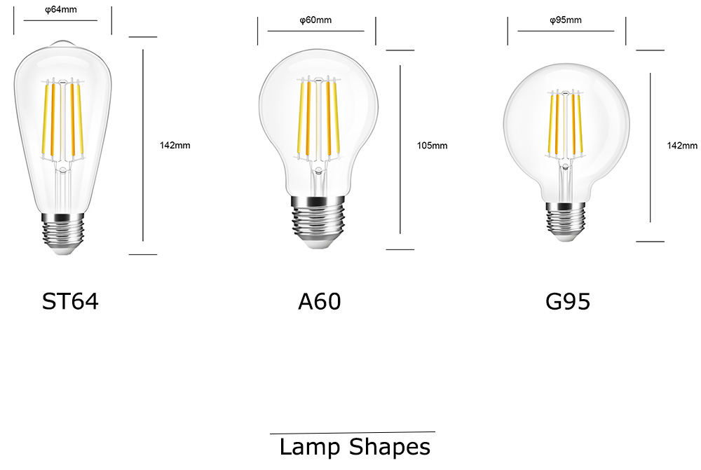 Gledopto Filament Lamp Shapes