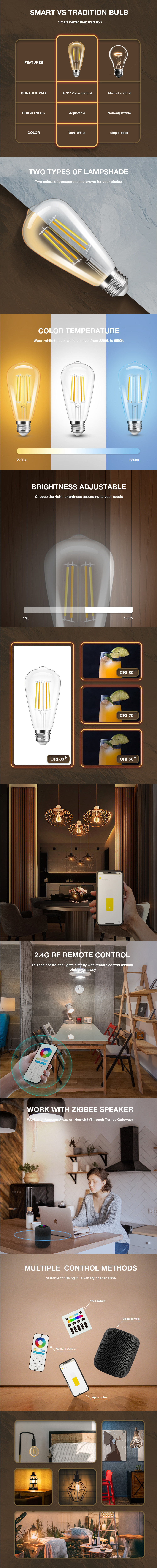 gledopto filament light bulbs