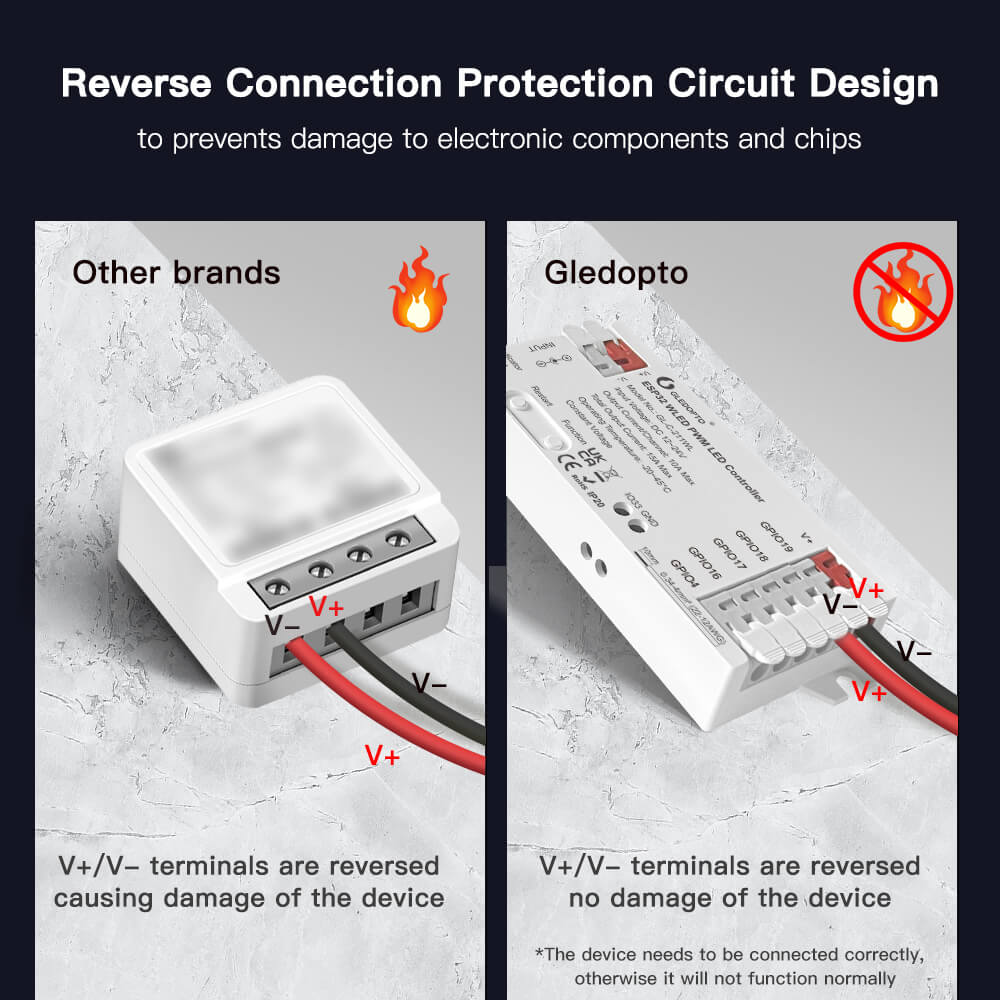 ESP32 compatible controller has reverse connection protection circuit design