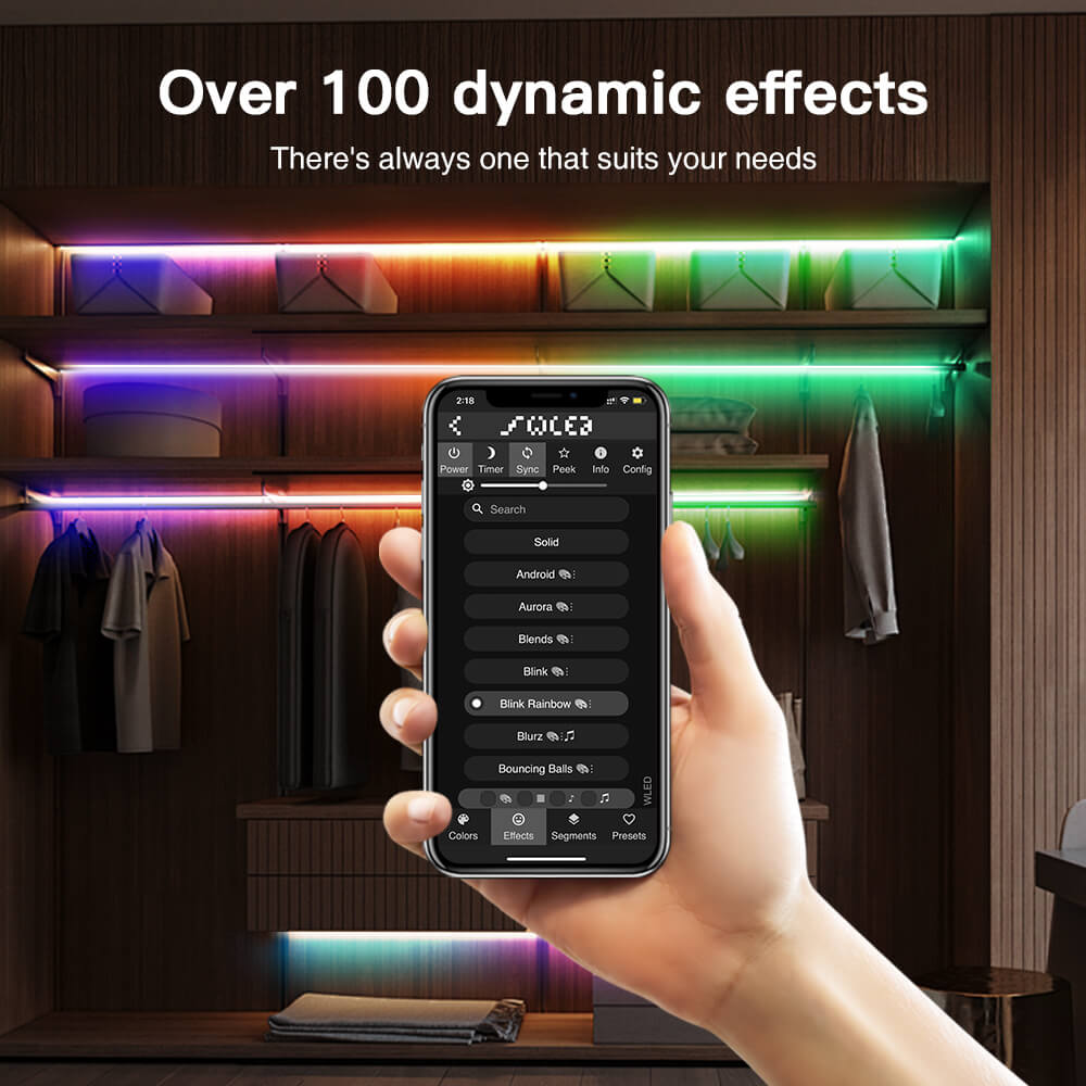 Can use app to choose over 100 dynamic effects