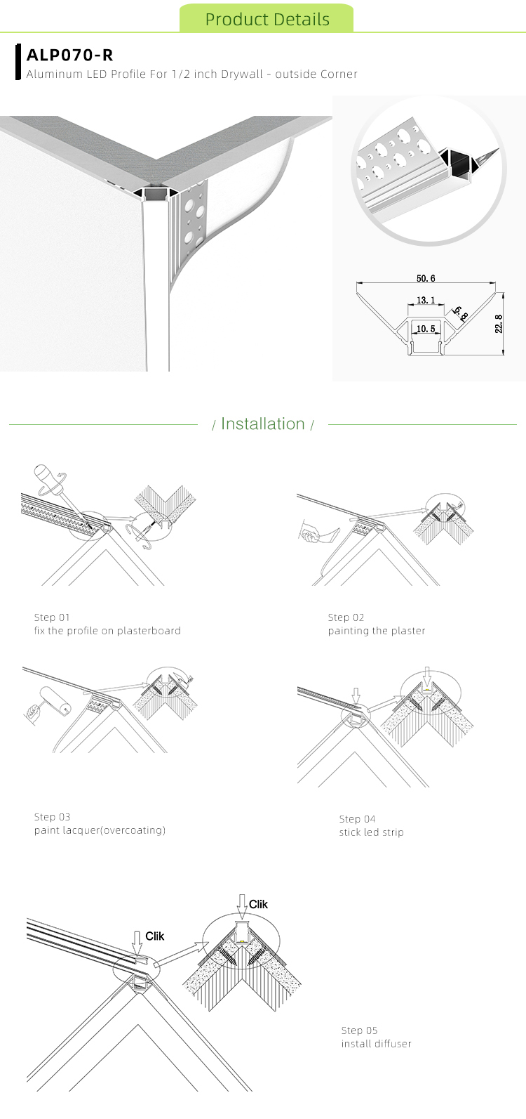 Trimless LED Dry Wall Profile