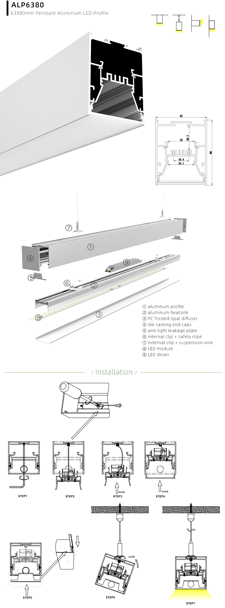 Anodized Silver LED Channel Diffuser